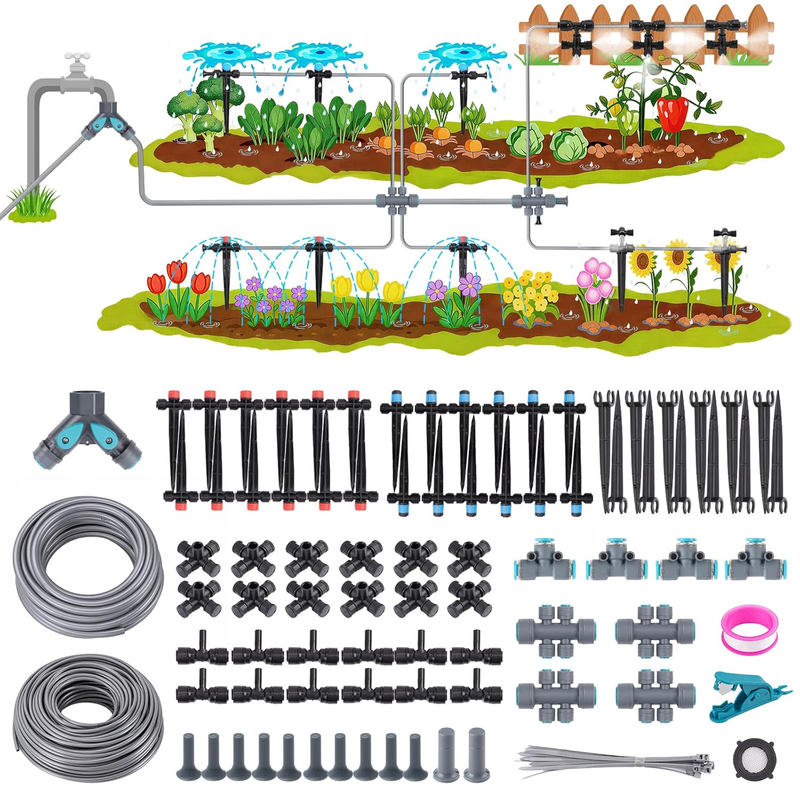 240FT Quick-Connect Drip Irrigation System for Garden Lawn Greenhouse Patio