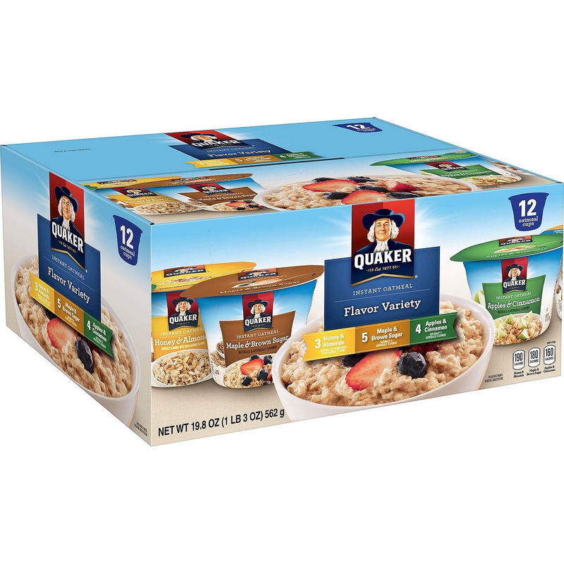 Quaker Instant Oatmeal Variety Pack (1.68 Oz. Cup, 12 Ct.)