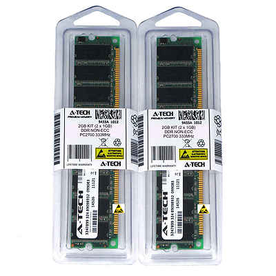 2GB KIT 2 x 1GB DIMM DDR NON-ECC PC2700 333MHz 333 MHz DDR-1 DDR1 2G Ram Memory