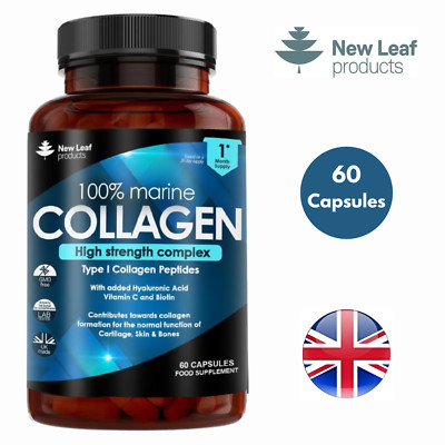 Marine Collagen Capsules 1200mg Type 1 Pure Max Strength for Skin & Hair Care