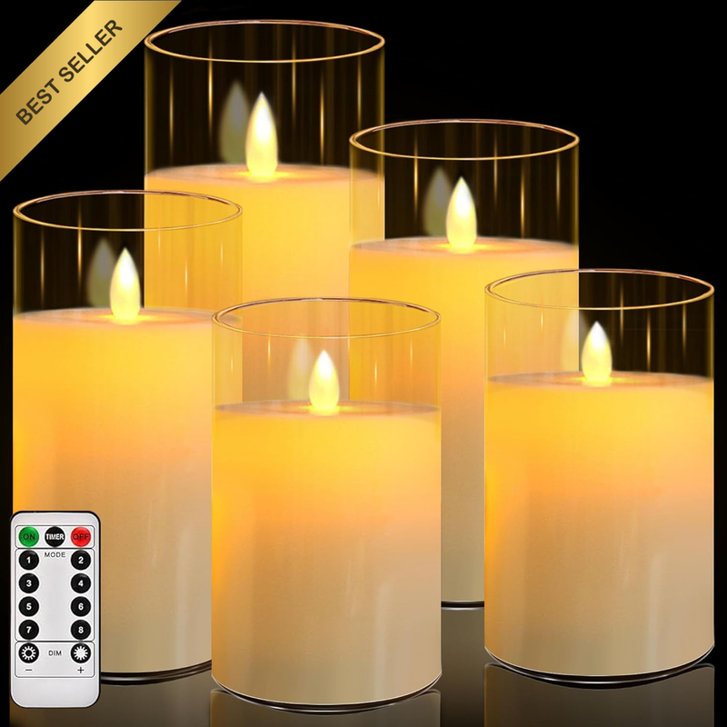 Led Flameless Candles, Battery Operated Candles, Acrylic Flickering LED Pillar C