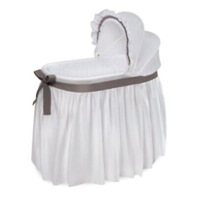 Wishes Oval Bassinet - Full Length Skirt - White/Gray