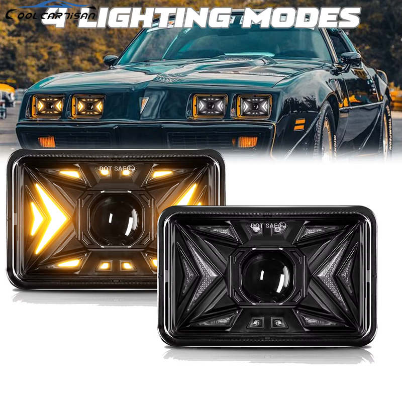 4x6 Inch Car Headlamp with DRL/Turn Signal Headlight Car 12v 24V Headlights Proj