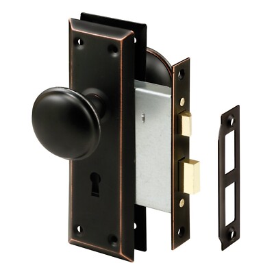 Prime-Line E 2495 Mortise Keyed Lock Set with Classic Bronze Knob   Perfect f...