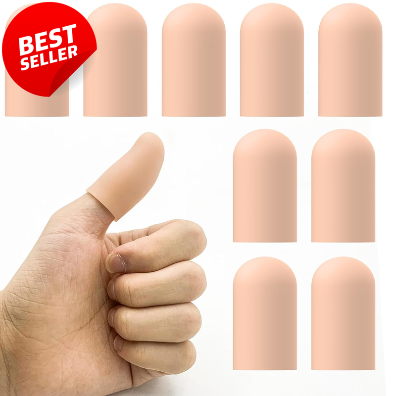 10PCS Gel Finger Cots Thumb Caps Arthritis Relief Medium Nude - US
