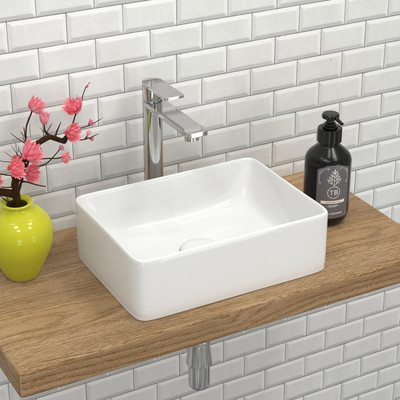 14.5'' X 10.6'' Bathroom Small Vessel Sink above Counter White Porcelain Ceramic