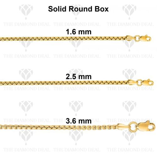 14K Yellow Gold Solid Round Box Necklace, Lobster Clasp, 13"
