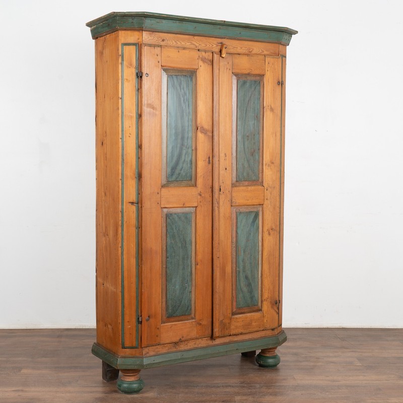 Original Painted Narrow Pine Armoire, Sweden circa 1820-40