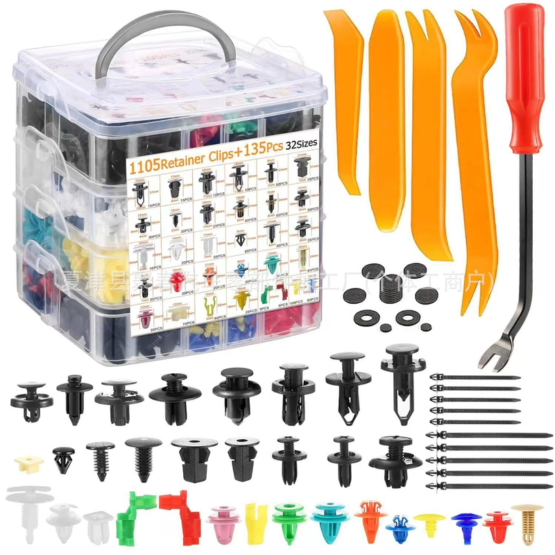 Car Retainer Clips 1240-PC, Fastener and Bumper Universal Sets Popular Sizes Nyl