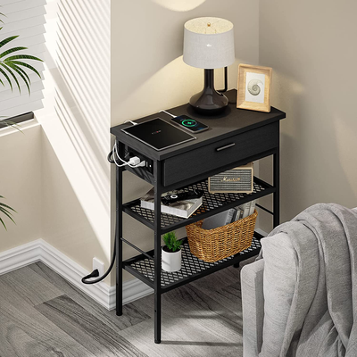 Black end table with charging station online
