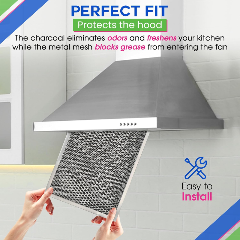 Stove Hood Vent Filter 8.50" x 11.25" LL62F Charcoal Grease Combo - Fits Ductles