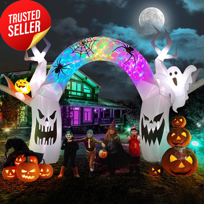 Halloween Inflatable Pumpkin Ghost Decoration 17Ft Colorful Outdoor Yard