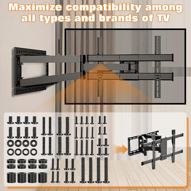 Universal TV Mounting Hardware Screw Kit Set - M4 M5 M6 M8 Screws,Spacers and Wa