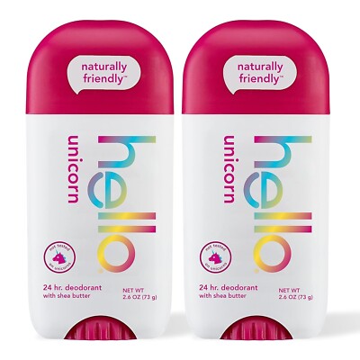 hello Unicorn Tween Deodorant, 24 Hour Odor Protection, No Aluminum 2 pack