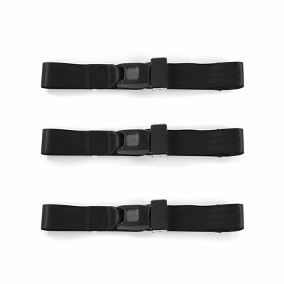 Ford Truck 1961 - 1966  Standard 2pt Black Lap Bench Seat Belt Kit - 3 Belts rod