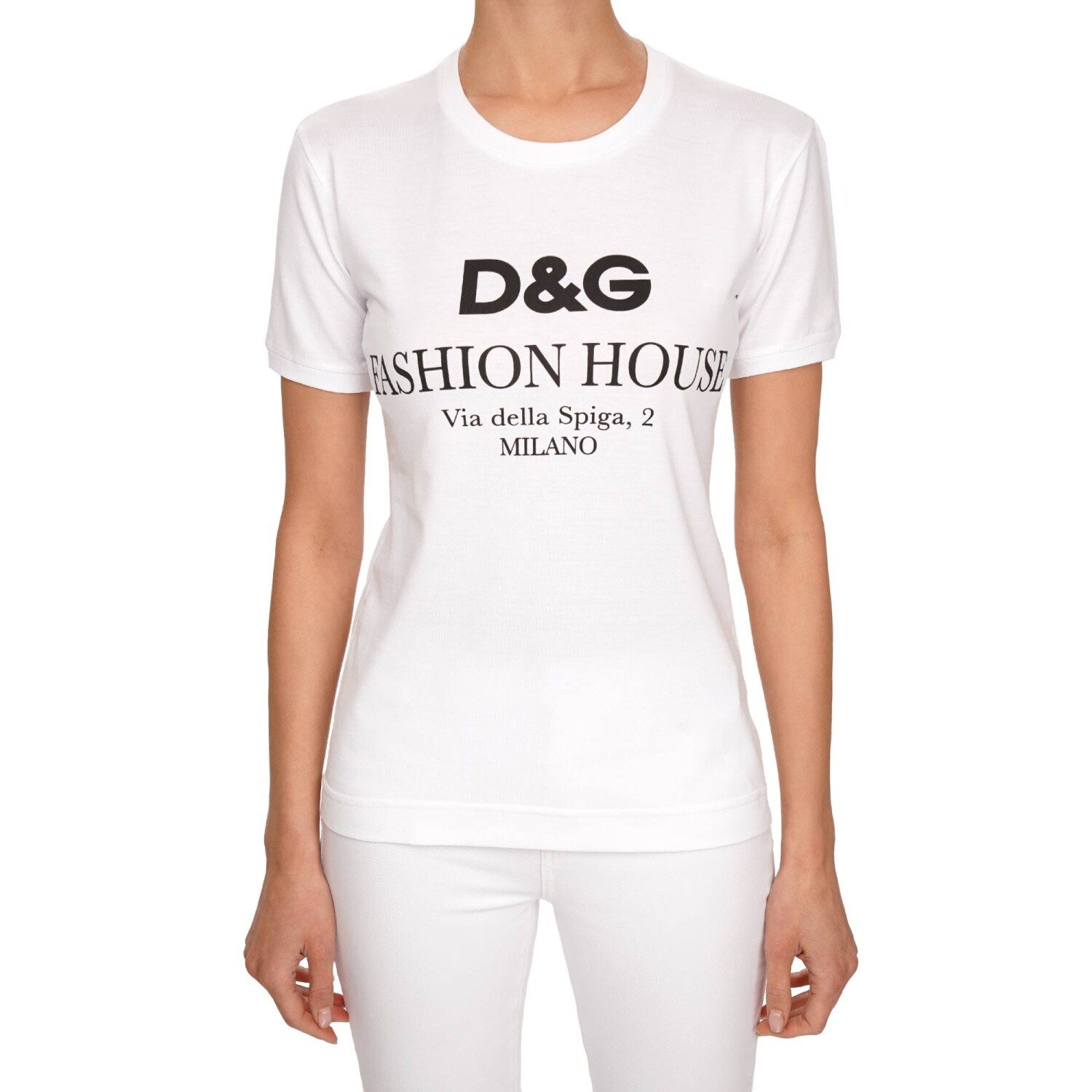 Tシャツ・カットソー DOLCE & GABBANA Cotton t-shirt with l logo patch Bianco $_57.JPG