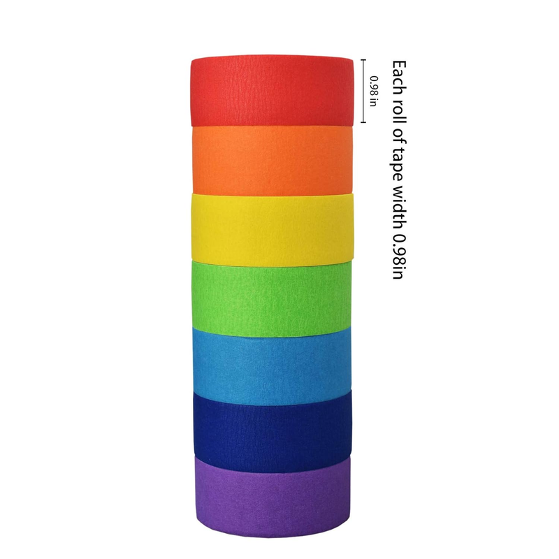 Rainbow Colors Masking Tape 1 inch Width Adhesive Tape Pressure Sensitive Tape T
