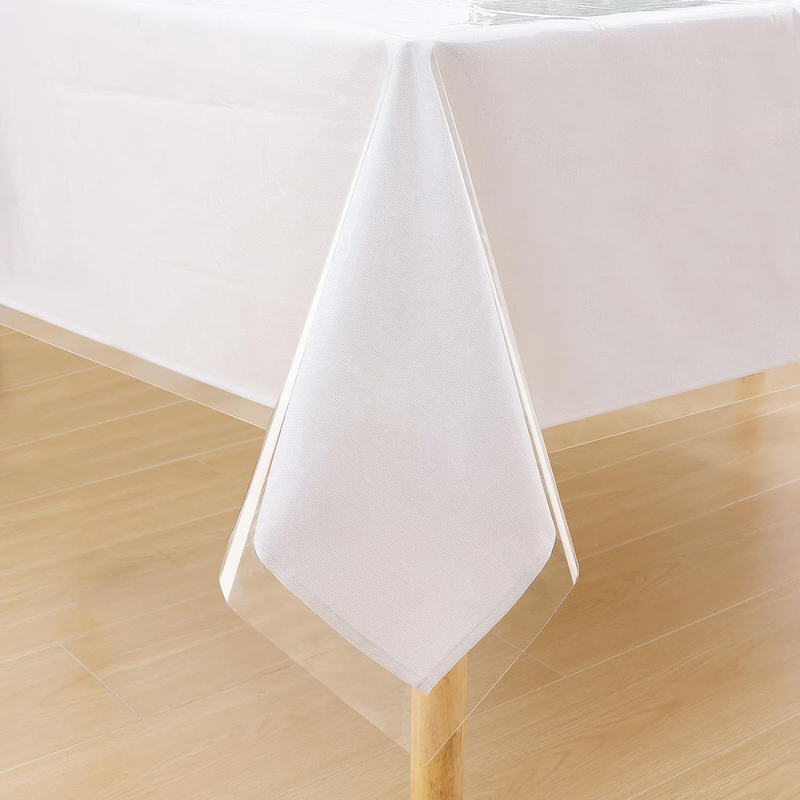 Rectangle Clear Table Cloth 60X84 Inch, Waterproof Wipeable Vinyl Tablecloths Pr