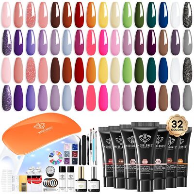 Modelones 133pcs Poly Extension GelNail , 32 Colors All Seasons Poly NailIn