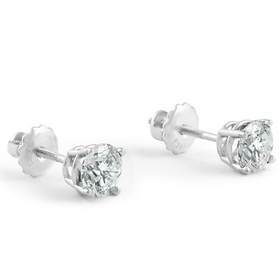 Screw Back 1 Ct T.W. Genuine Diamond Studs Available in 14k White or Yellow Gold