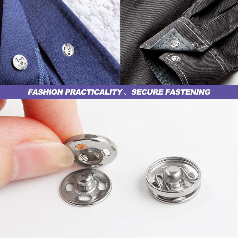 Sew on Snap Buttons, 20 Sets Clothes Hidden Sew on Press Studs Button Metal Snap
