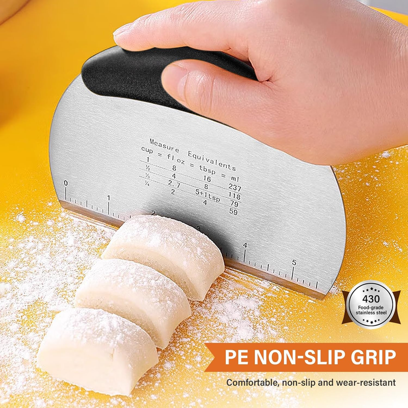 Dough Scraper Pastry Scraper Bench Scraper with Plastic Flexible Bowl Scraper Mu
