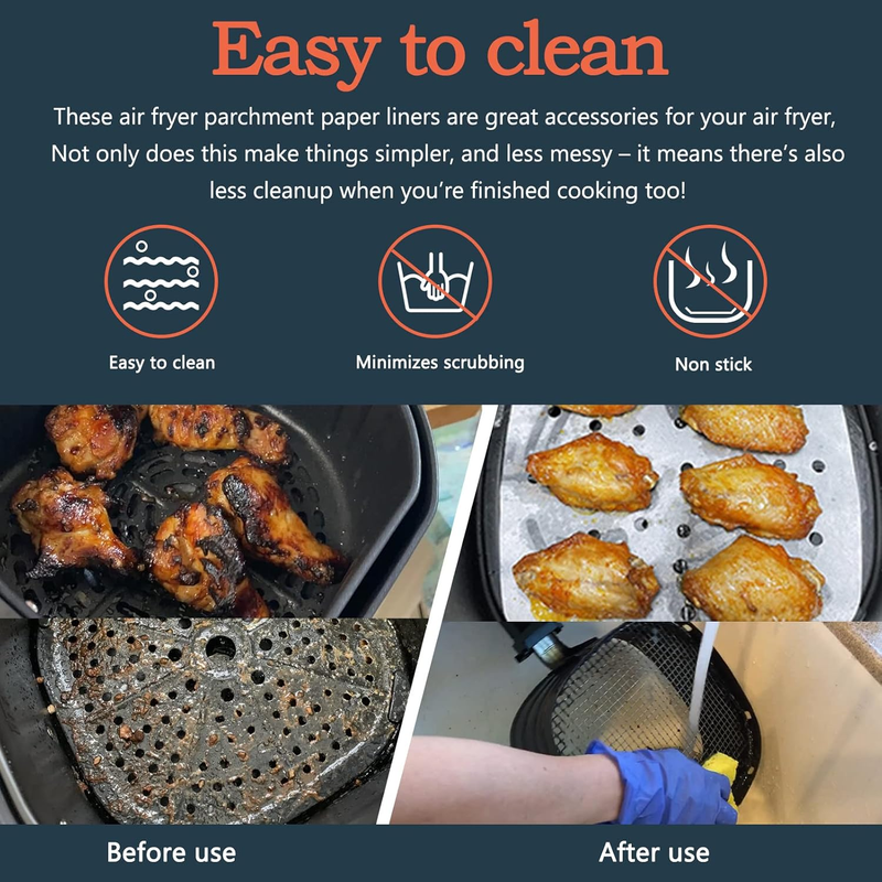 Air Fryer Parchment Paper Liners - 8.5in 100Pcs Air Fryer Disposable Liners Squa