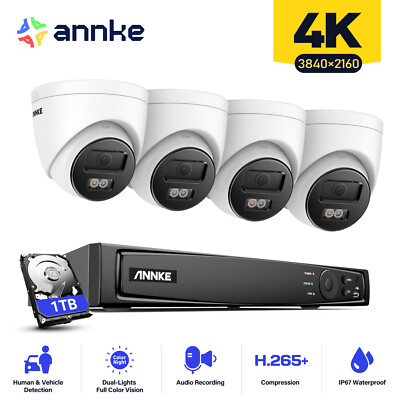 ANNKE 4K POE Security Camera System Audio Recording Color Night 12MP 8CH NVR 1TB