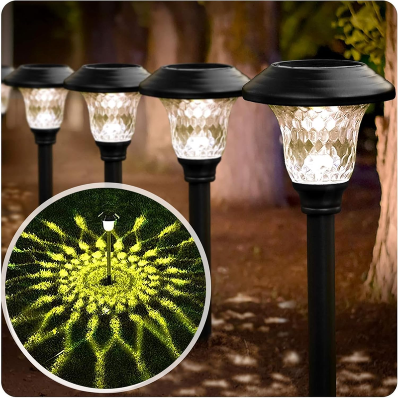 8 Pack Solar Pathway Lights LED Solar Outdoor Lights Waterproof Glass for Garden Landscape Path Yard Walkway Patio Driveway outside Solar Powered RGB Color Changing + Cool White Black