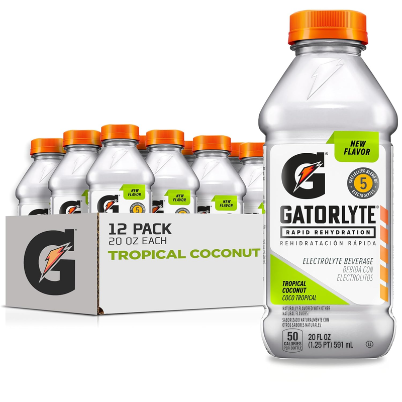 Gatorlyte Tropical Coconut Electrolyte Drink, 12-Pack, Low Sugar Option