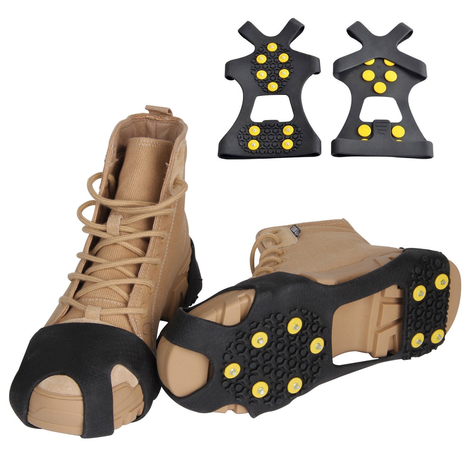 10-Stud Anti Slip Ice Cleats Crampons Snow Climbing Shoe Spike Grips Shoes Cover