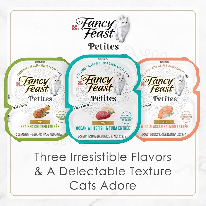  Fancy Feast Purina Gourmet Wet Cat Food Variety Pack Petites Pate (12) 2.8 oz.