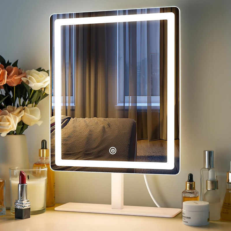 Vanity Mirror with Light, LED Makup Mirror, 3-Color Lighting & Brightness Adjust