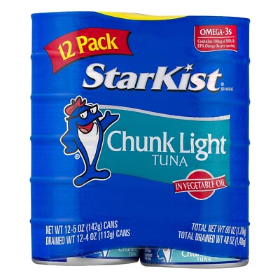 Chunk Light Tuna in Oil, 5 oz (12 Pack) Canned Tuna Fish, Wild Caught, Gluten...