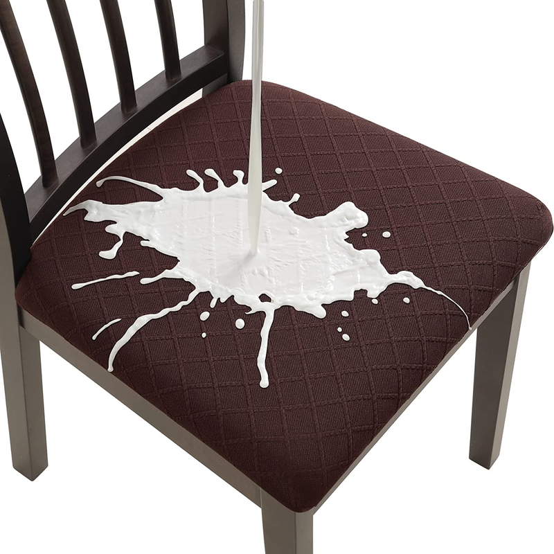 Fuloon Waterproof Dining Chair Covers Set of 6, Stretch Jacquard Chair Seat Cove