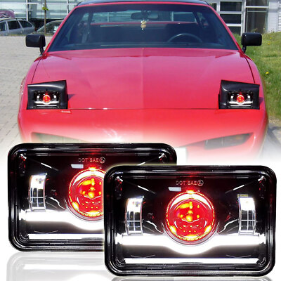 2x Fit Pontiac Firebird 1991-1997 Trans Sport 4x6'' LED Headlights Hi/Lo Beam DRL