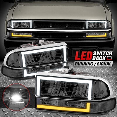 [Switchback Dual LED DRL] Для фар Chevy Blazer S10 98-04 Дымчатый/прозрачный