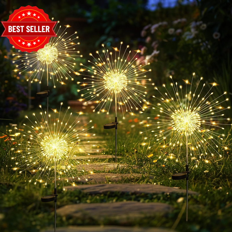 Solar Lights Outdoor Garden, Solar Firework Lights 4Pack, Starburst Light Waterp