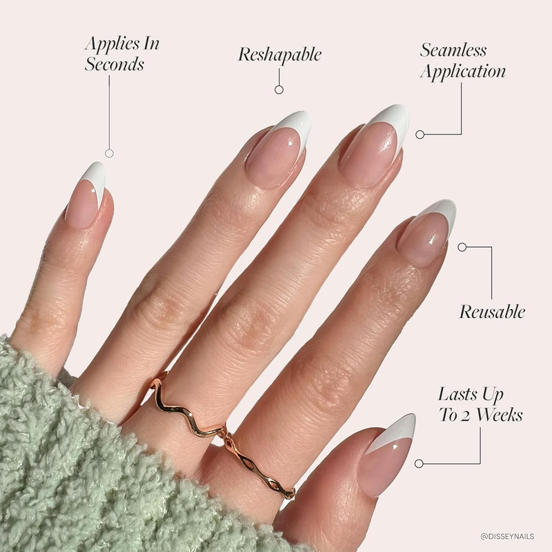Press On Nails - Ma Damn | French Tip Nails, UV Finish Short Pointed Almond Shap