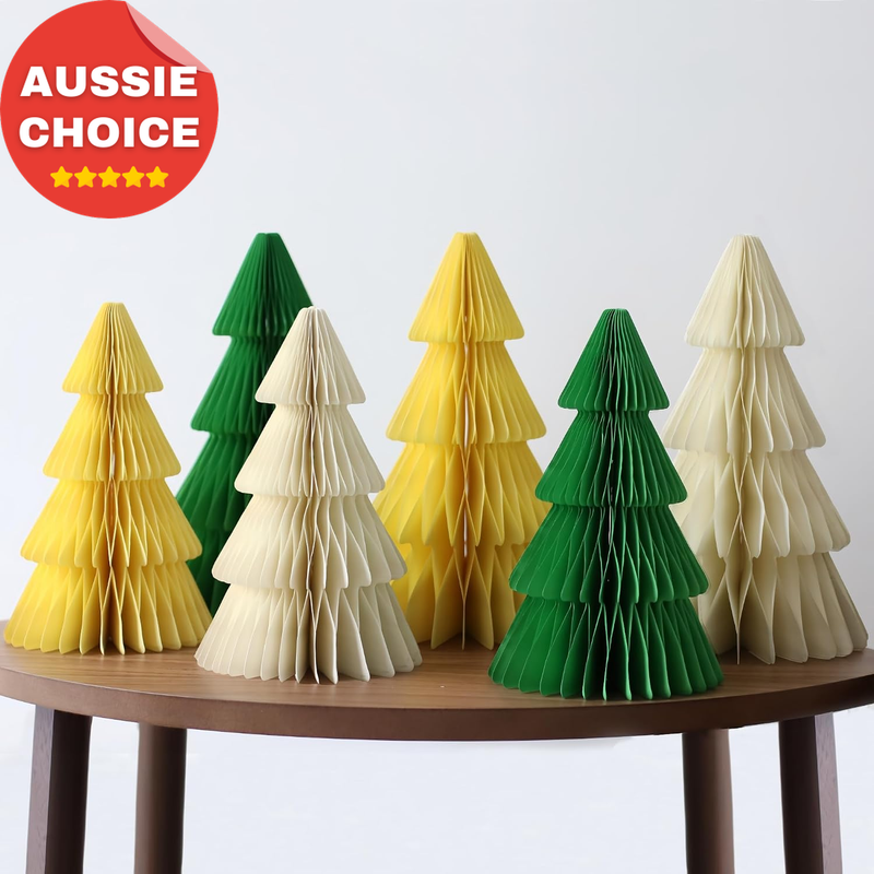 6Pcs Honeycomb Christmas Tree Decor Holiday Indoor Decorations Table Centerpiece
