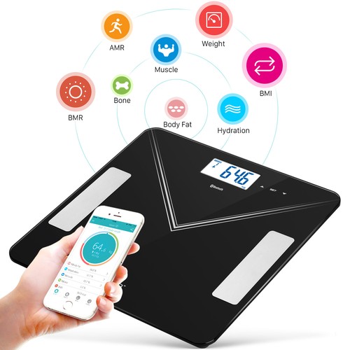 7 in1 Digital Personenwaage Körperwaage Körperfettwaage Körperanalysewaage 180KG