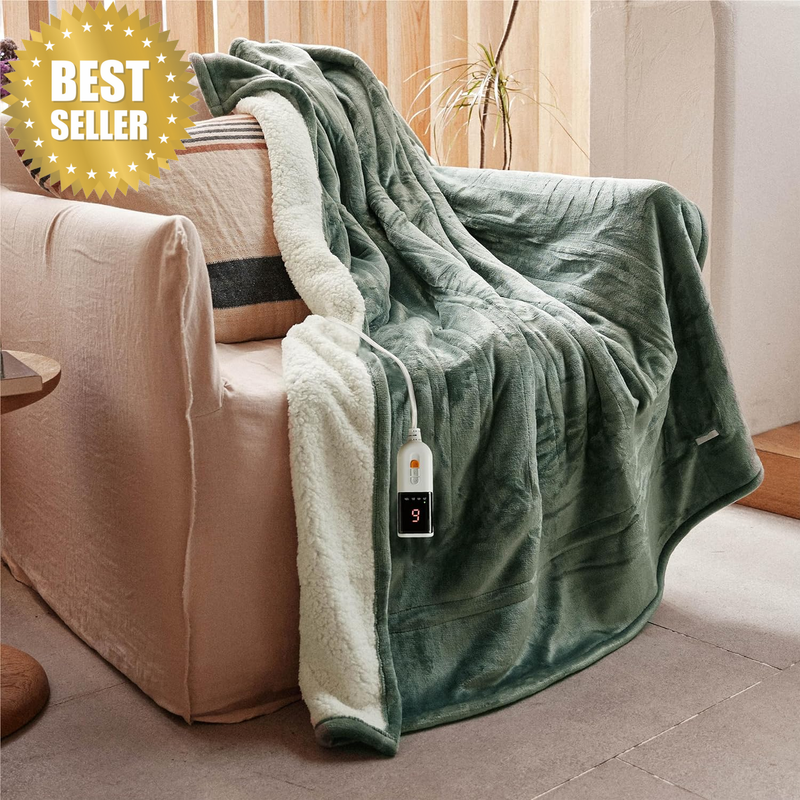 Heated Blanket Electric Throw - 130X160Cm Electric Blanket with 6 Heating Levels