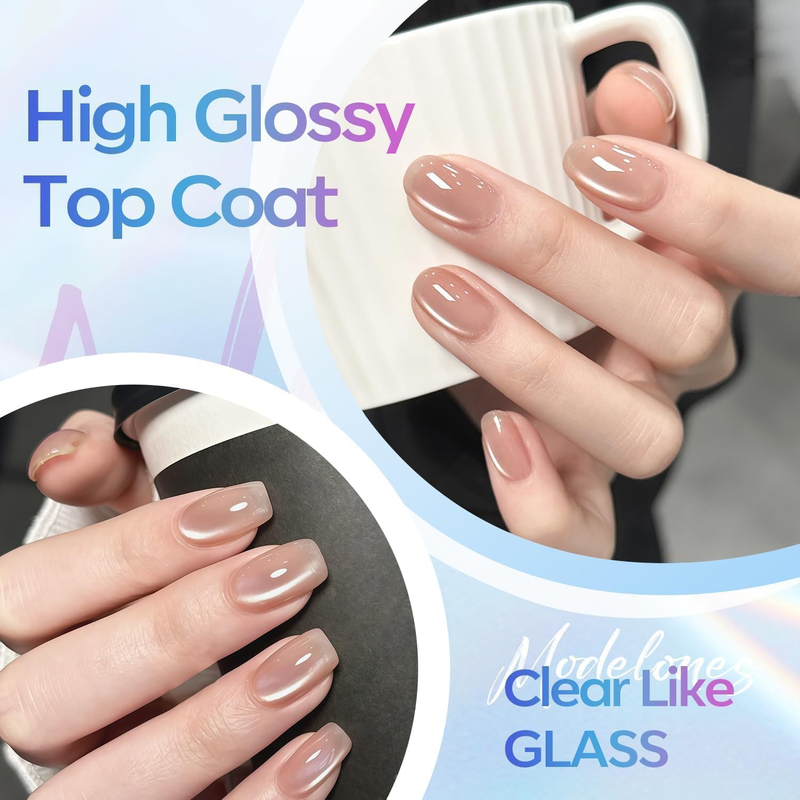 Gel Nail Polish Top Coat - 15ml No Wipe Top Coat, High Gloss Shiny Long Lasting