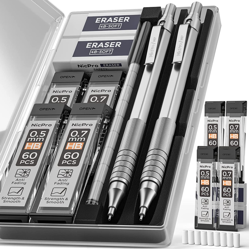 S 0.5mm & 0.7 Mm With Case, Metal Artist Pencil Se