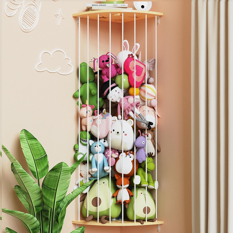 Corner Plush Toy Holder Adjustable Hanging Stuffed Animal Rack