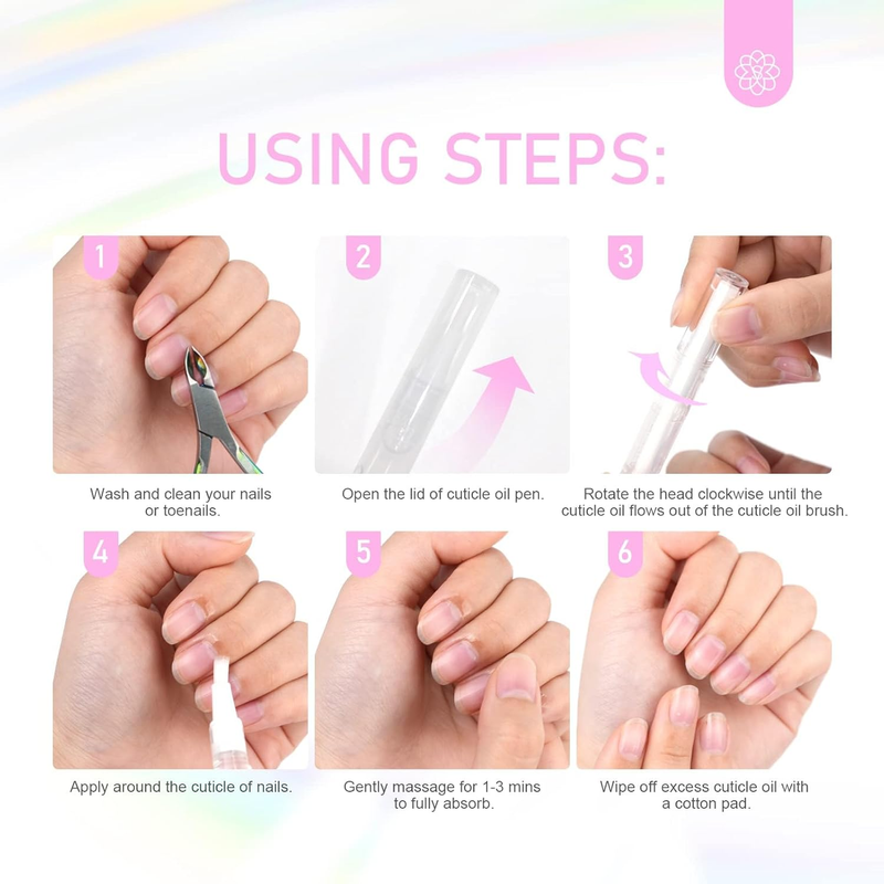 Natural Cuticle Oil Pen: 6PCS Revitalizing Cuticle Oil for Nails with Vitamin E