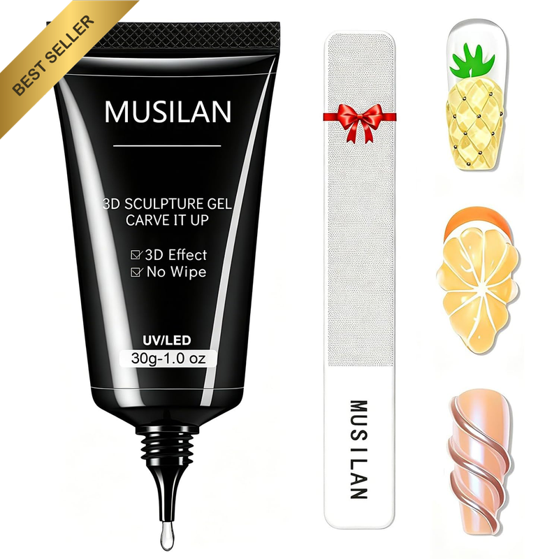 3D Gel Nail Art Sculpting Gel 3 in 1 Non Wipe 30G Clear Sculpting Glue for Nail