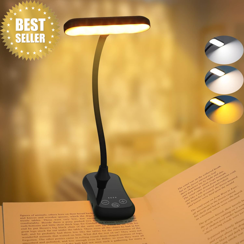 20 Leds Book Light, USB Rechargeable, Eye Care 3 Colour & Stepless Dimming, 1000