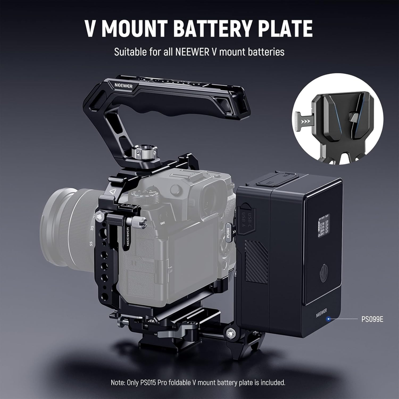 PS015 PRO V Mount Battery Plate with Arca Type Quick Release Plate & Cleaning Cl