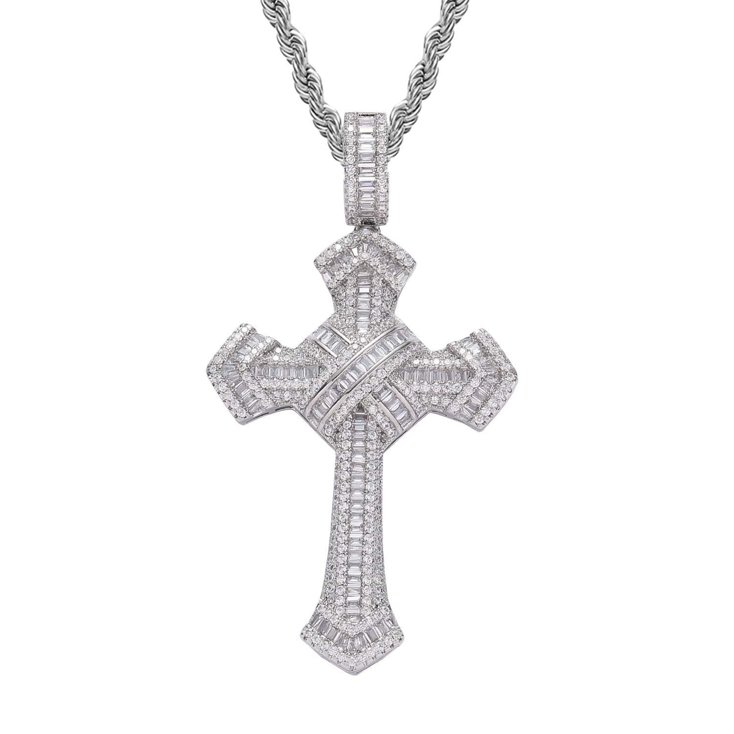 アクセサリー Glitter Baguette Diamond Cross Necklace Baguette Diamond Cross Necklace — Salvatore & Co.